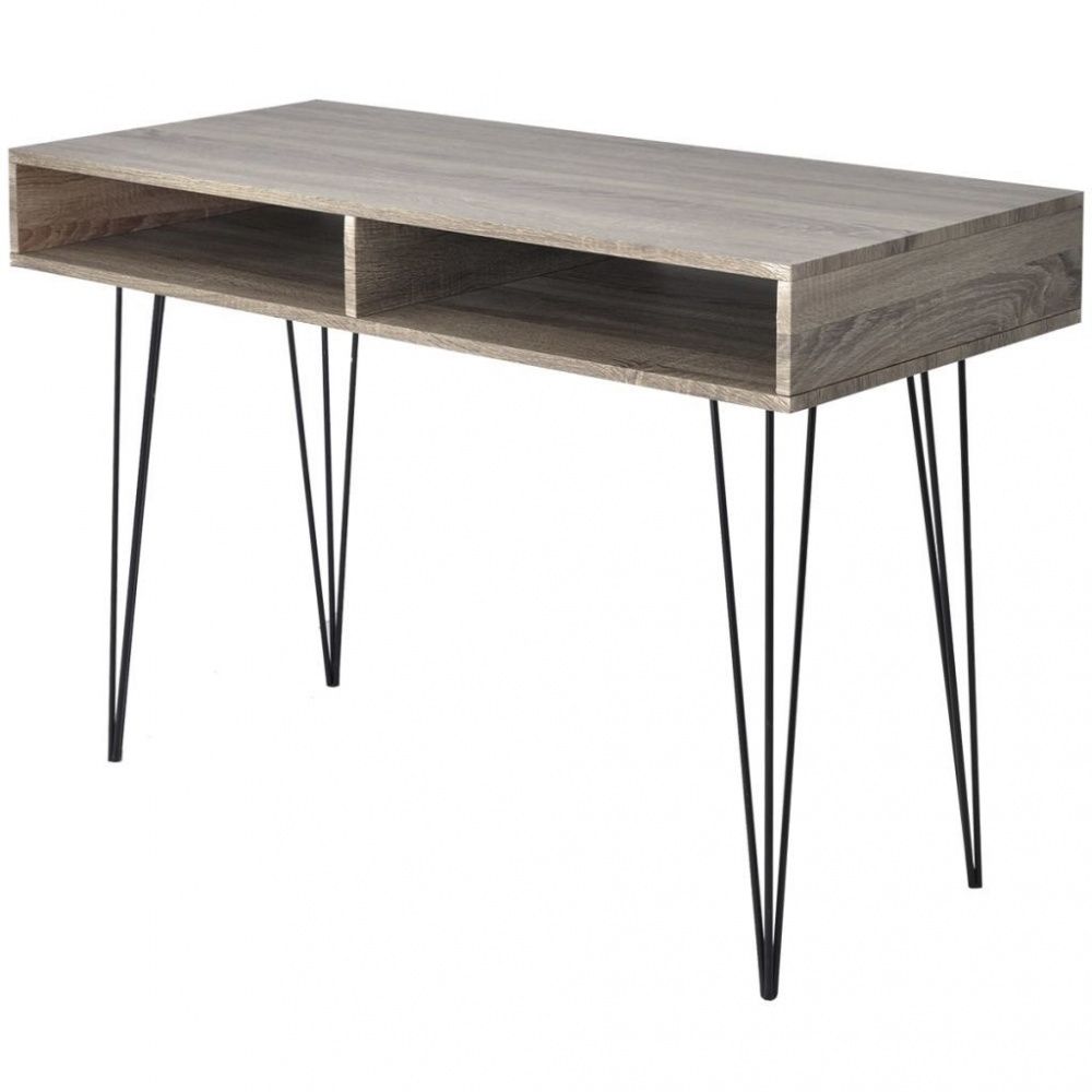 Skrivebord med 2 hyller grått
