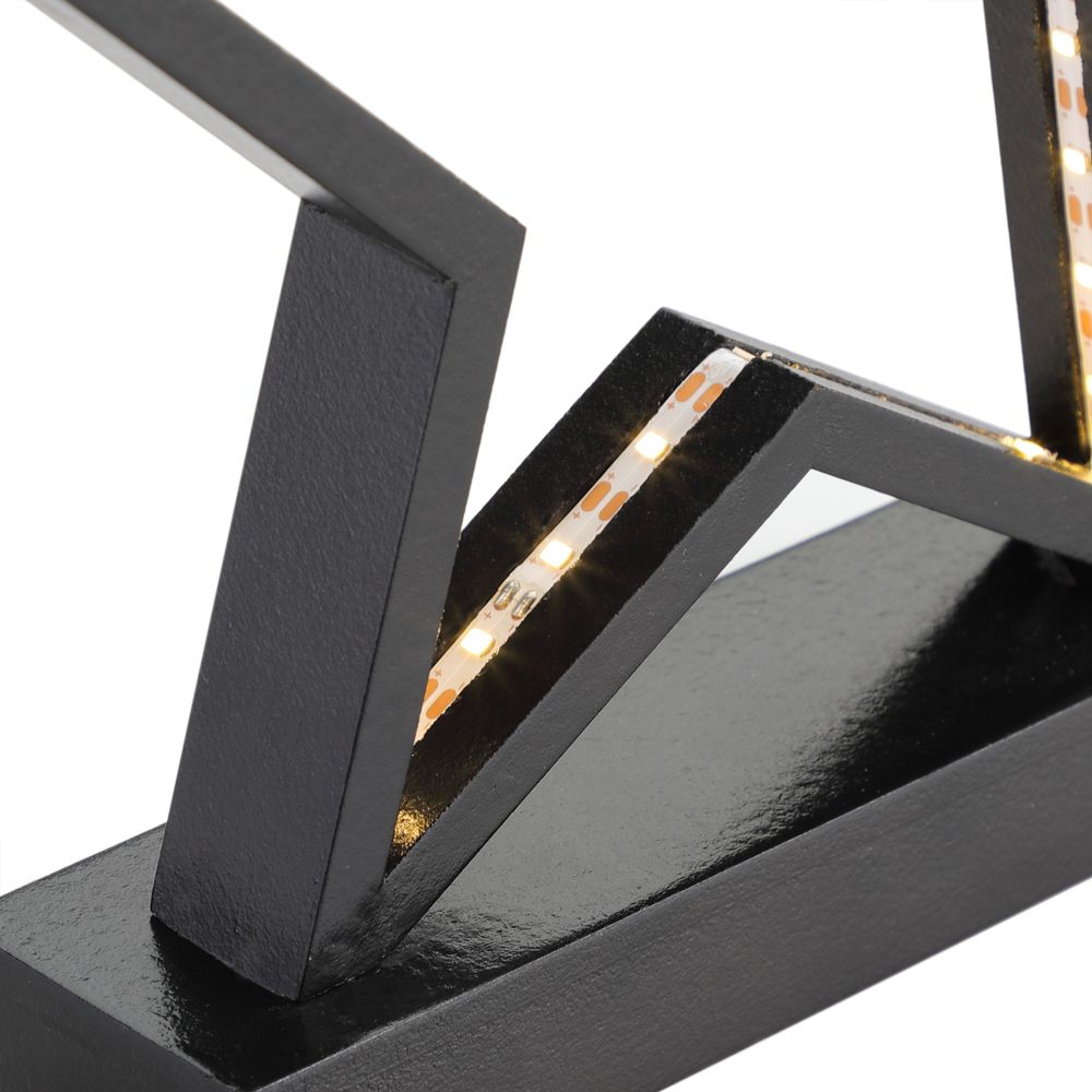 LED lys stjerne - sort 25x26cm