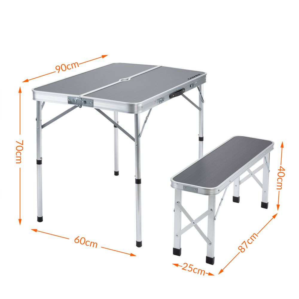 Camping sittegruppe 3-delt aluminium - grå