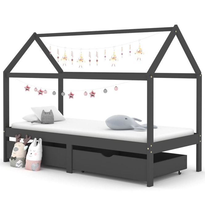 Hovedbilde Sengeramme for barn med skuffer 90x200 cm - mørkegrå