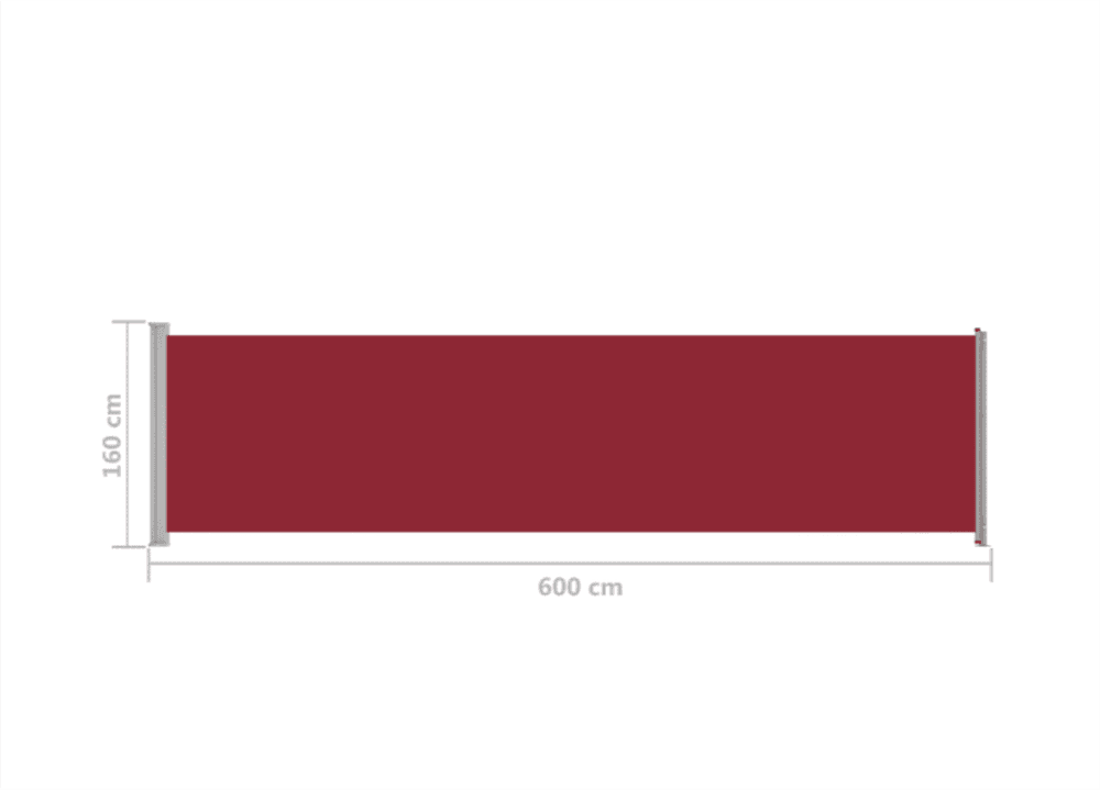 Uttrekkbar sidemarkise 600x160 cm - rød