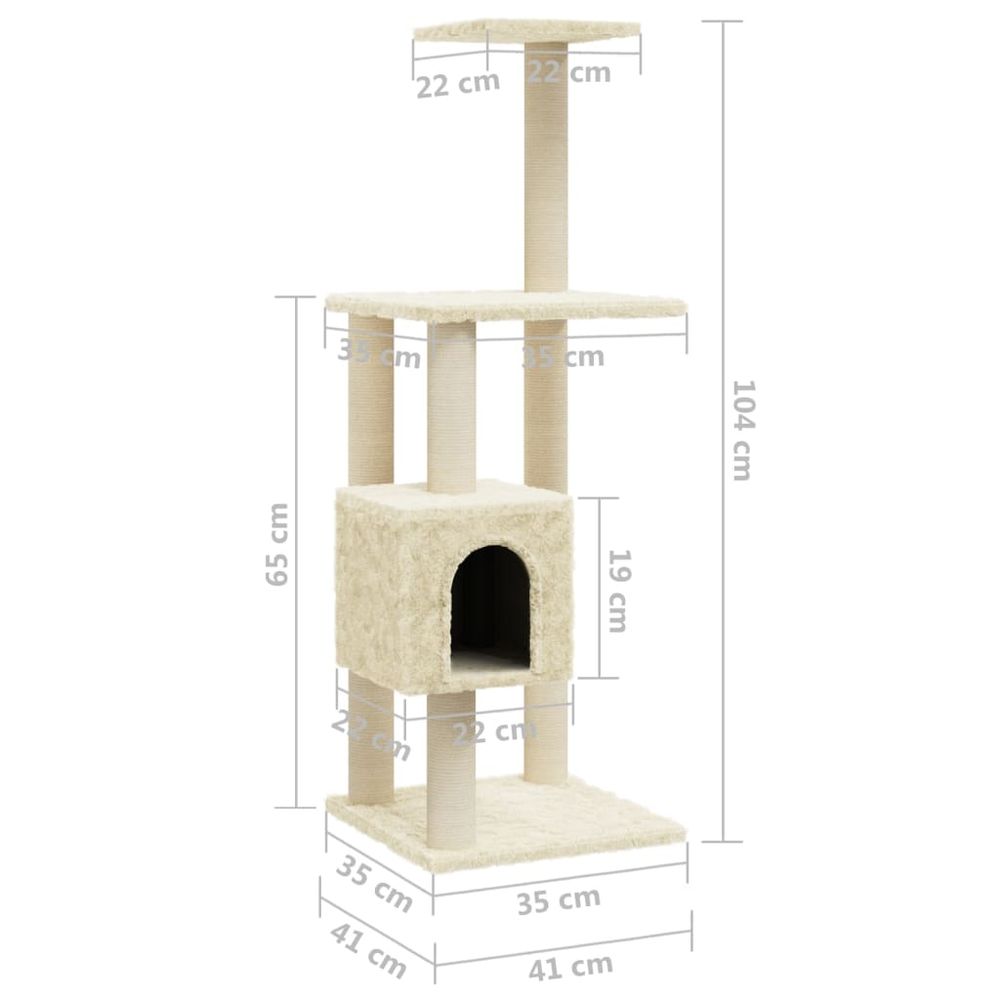 Kloretre med klorestolper i sisal 104 cm - kremhvit