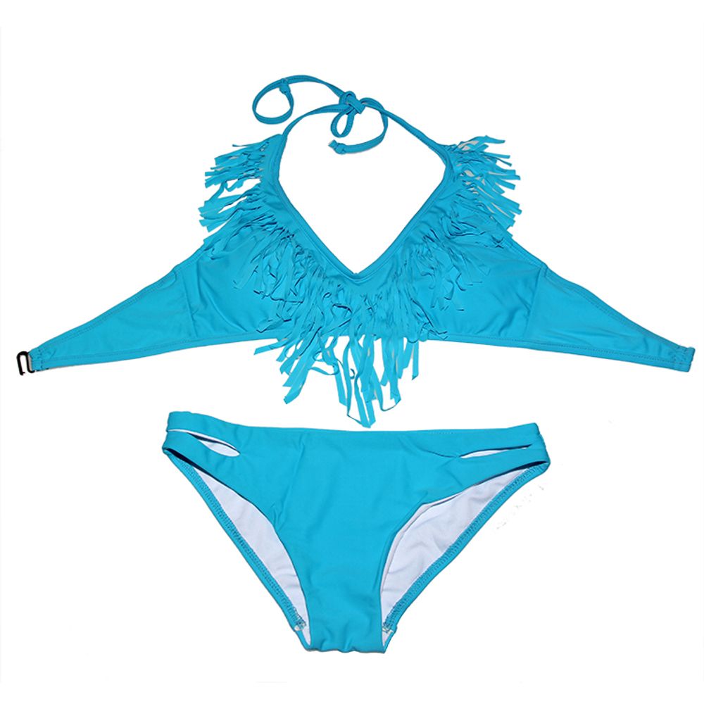 Audrey frynse Bikini - lys blå STR S