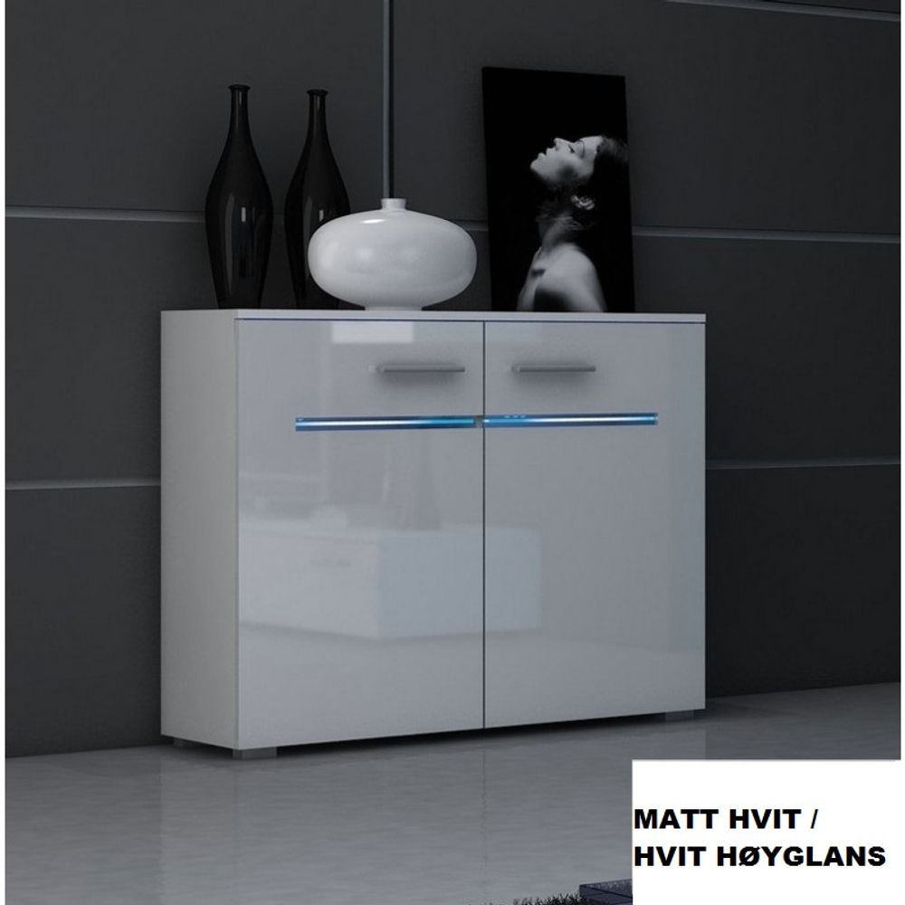 DEMO - Kommode Bremen - Matt hvit / Hvit høyglans - RGB