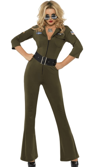 Hovedbilde Grønn Top Gun Aviator kostyme - dame M