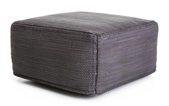 Hovedbilde Puff firkantet grå m/mørk grå stikninger - 50x50 H:25 cm