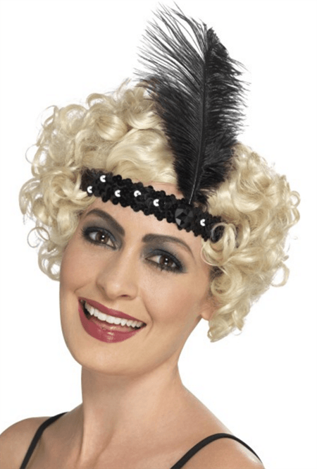 Hovedbilde Flapper hodebånd bånd med fjær - sort