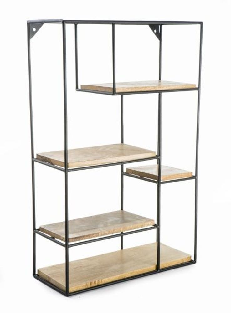 DEMO - Hylle 5 rom jern/tre 61x39x15cm