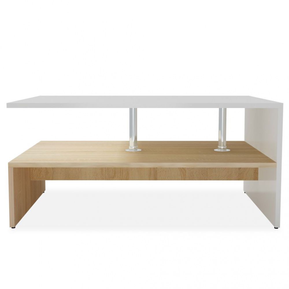 Salongbord 90x59x42 cm eik og hvit