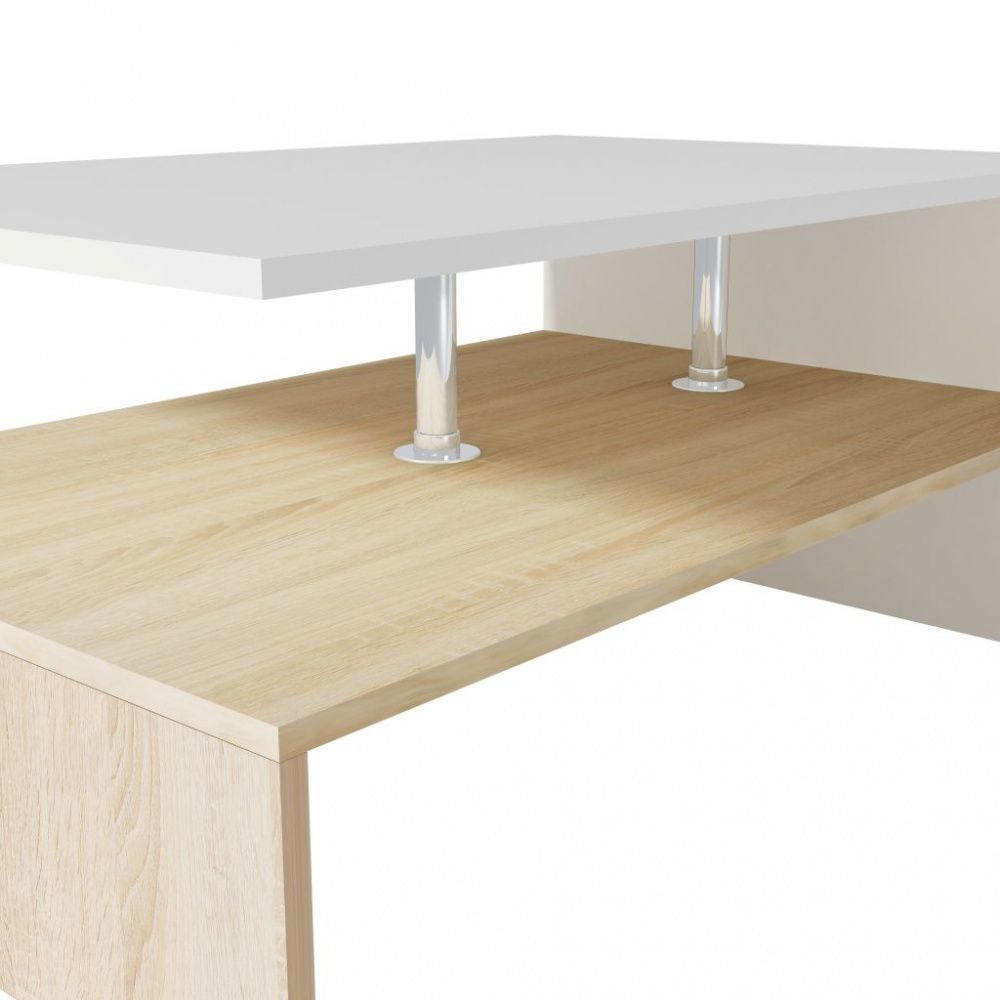 Salongbord 90x59x42 cm eik og hvit