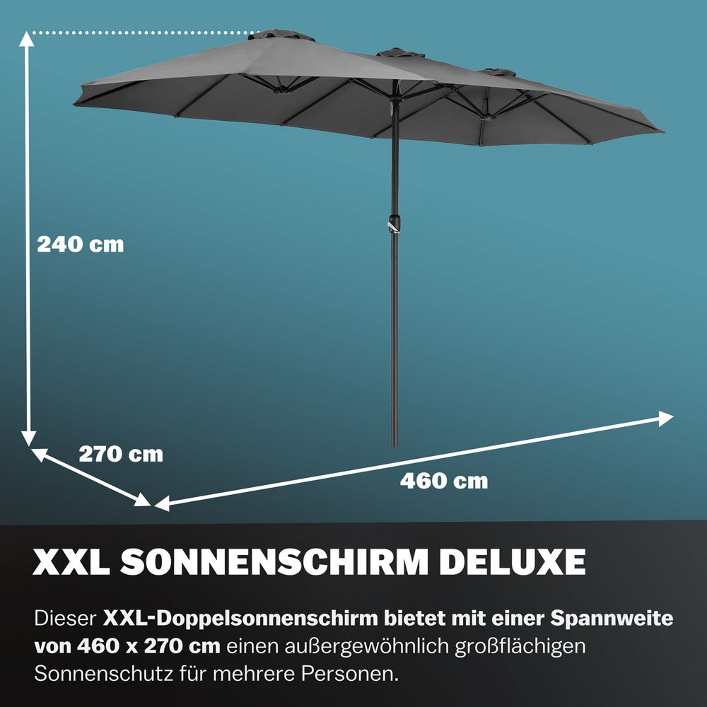 Dobbel parasoll UV-beskyttelse 40+ - antrasitt