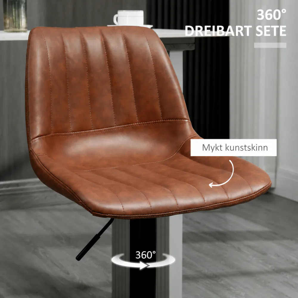 Barstoler i retrodesign – 2 stk., justerbar høyde
