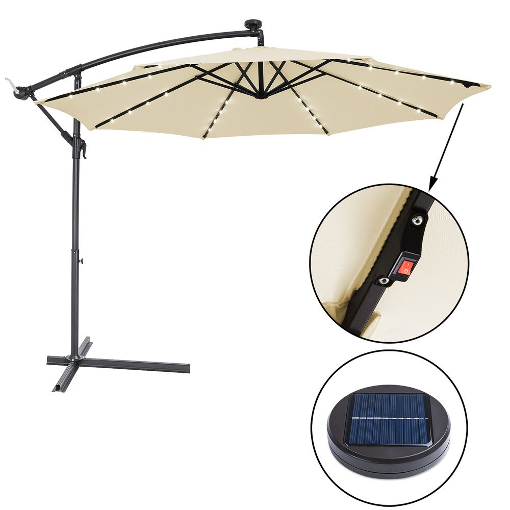 Mali parasoll 3,3m aluminium LED-belysning - krem