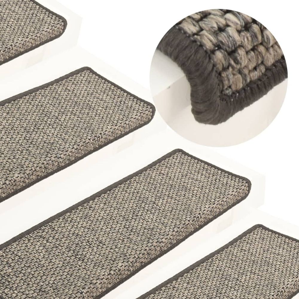 Trappematter sisal-utseende 15 stk 65x25 cm - grå og beige
