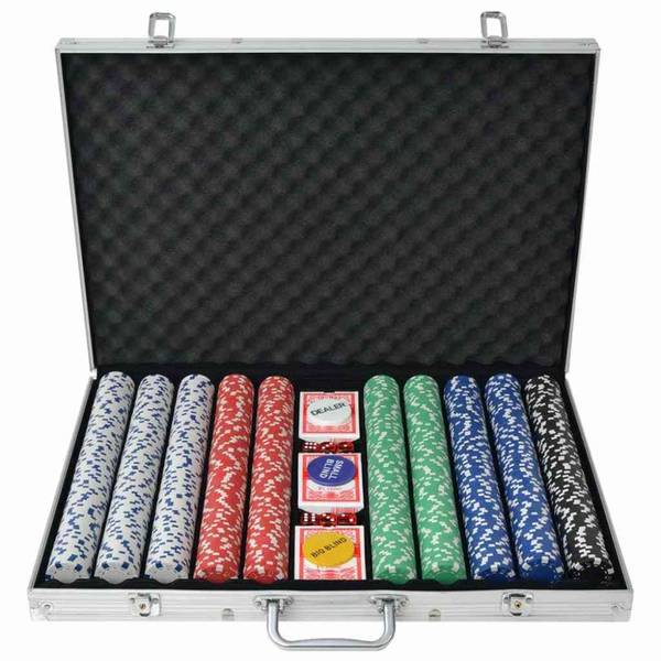 Pokersett med 1000 sjetonger - aluminium