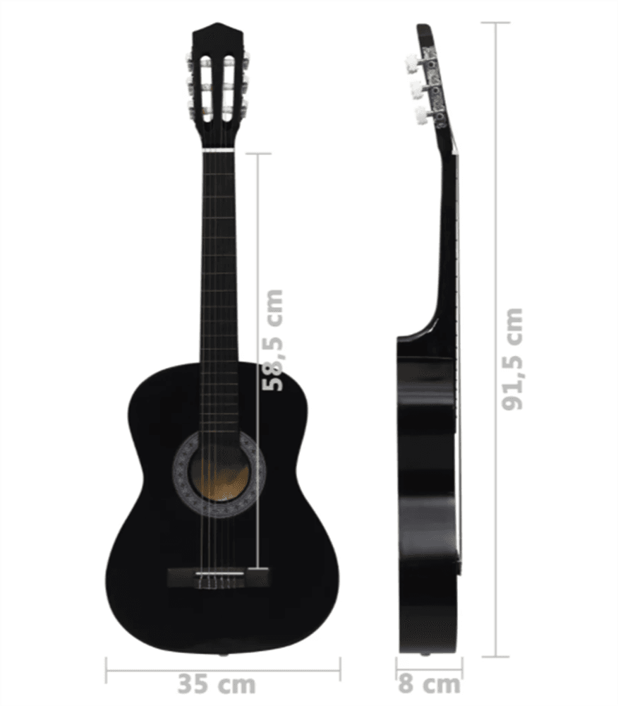 Klassisk gitar for nybegynnere med veske 3/4 36