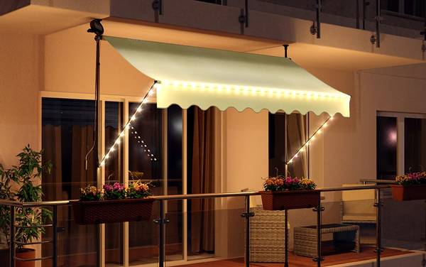 Smart LED teleskop/balkong markise Krem