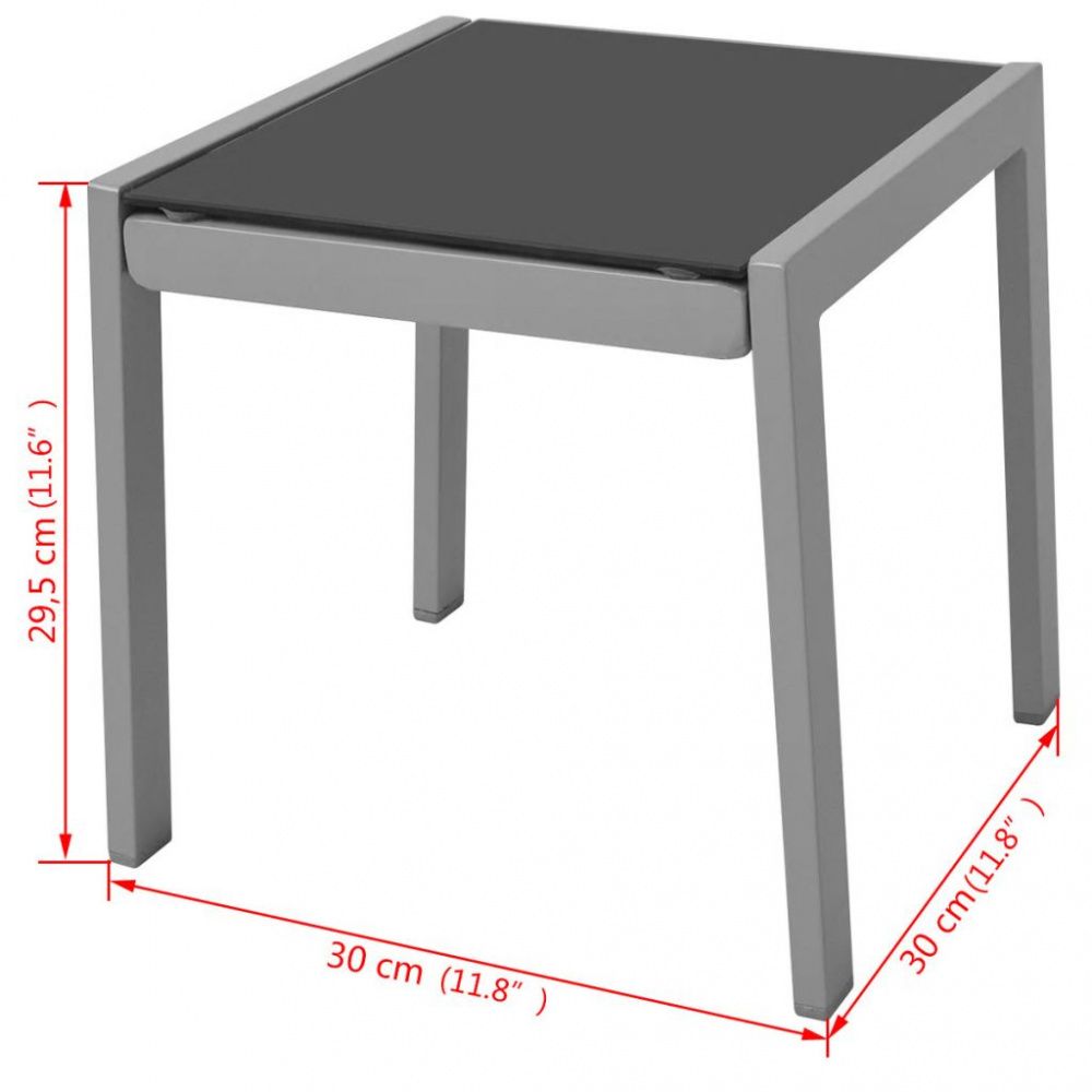 Solsenger med bord aluminium svart