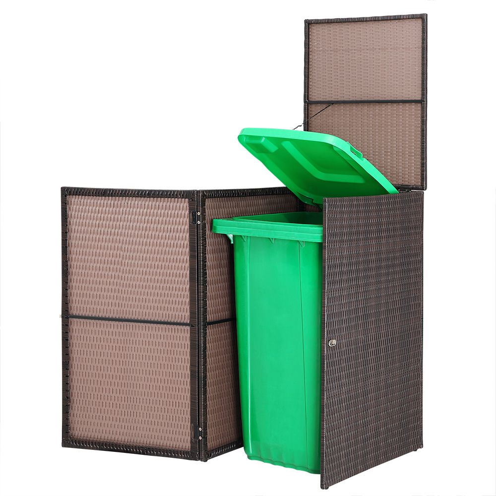Søppelkasse oppbevaring polyrotting 115x65x80cm - brun