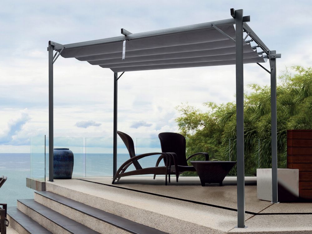 Pergola med vanntett takduk - 3x4 m