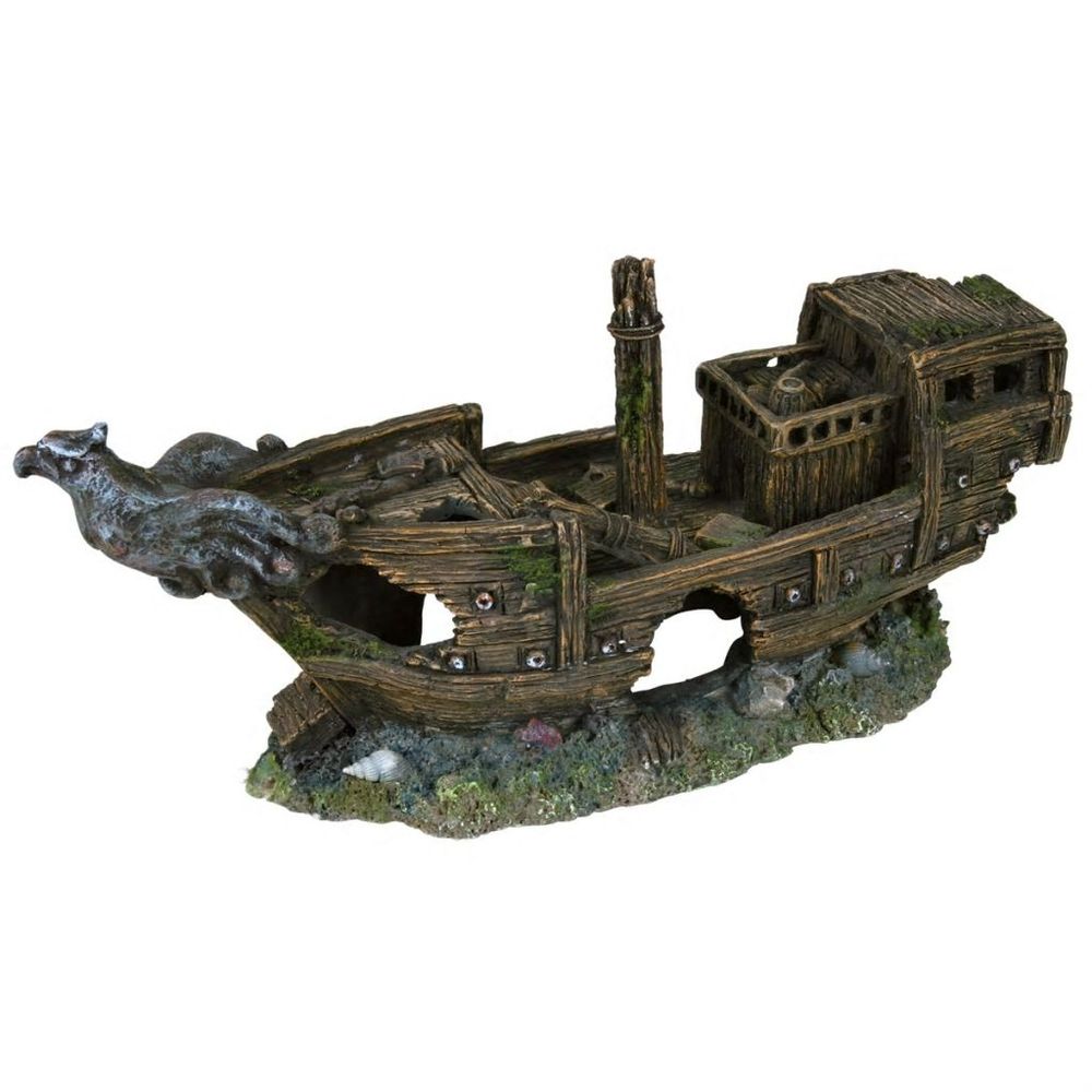 Skipsvrak akvariumornament polyesterharpikser 8743