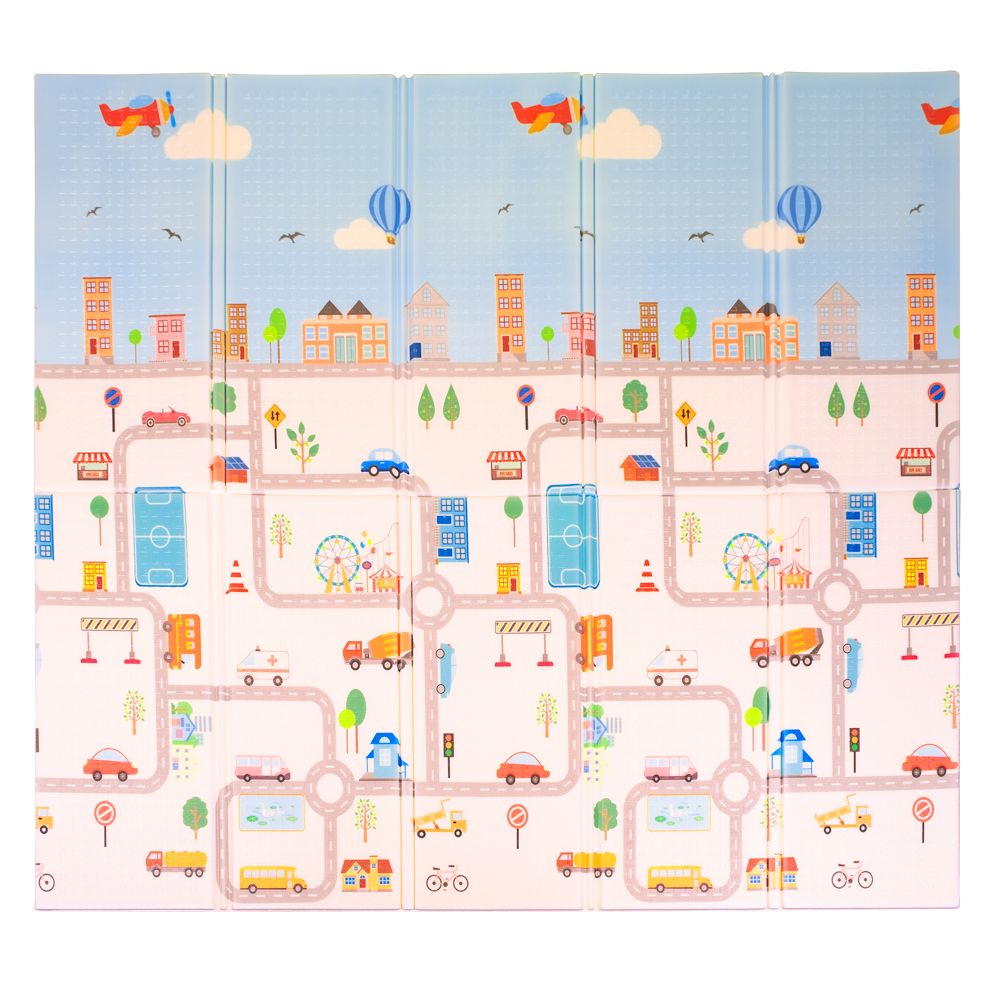 Lekematte 180×200 cm by/hval motiv - sammenleggbar