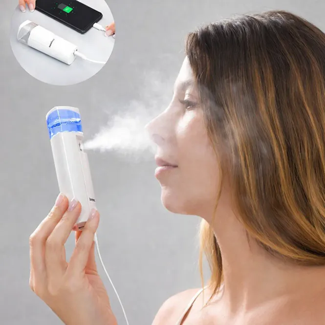 Hovedbilde InnovaGoods to i ett ansiktsdamper med powerbank