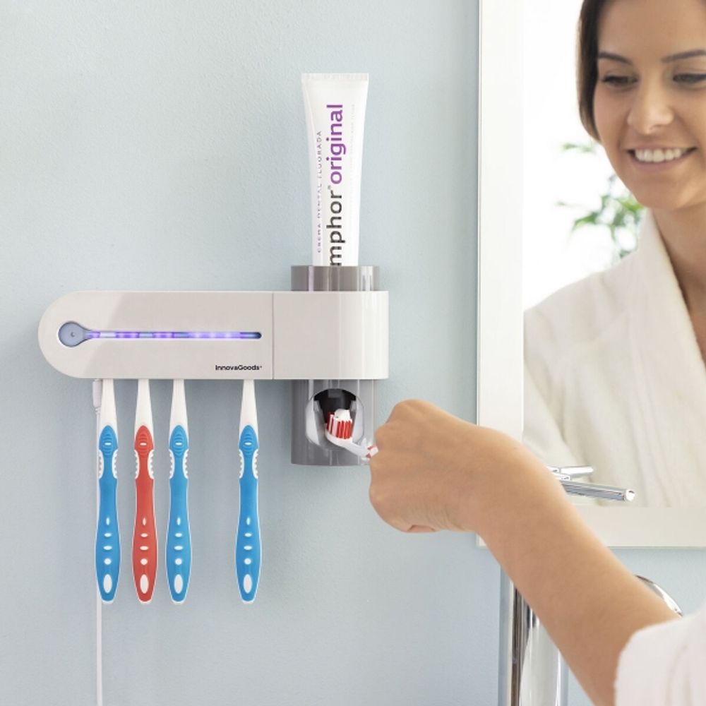 UV-tannbørstesterilisator med tannkremdispenser