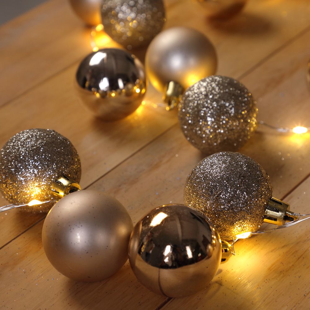 LED julekuler i kjede 2m - champagne