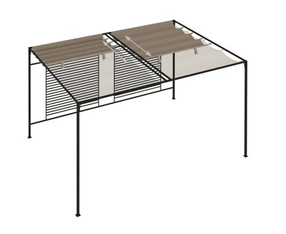 Paviljong med uttrekkbart tak 3x4x2,3 m gråbrun 180 g/m²