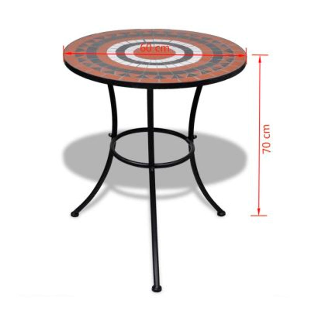 Bistrobord terrakotta og hvitt 60 cm mosaikk