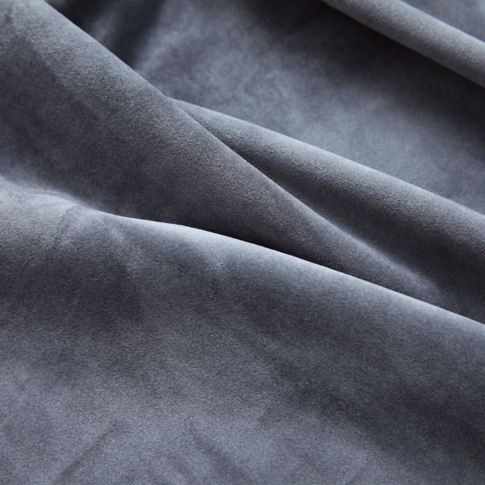 Gardiner med ringer 2 stk fløyel 140x225 cm - antrasitt