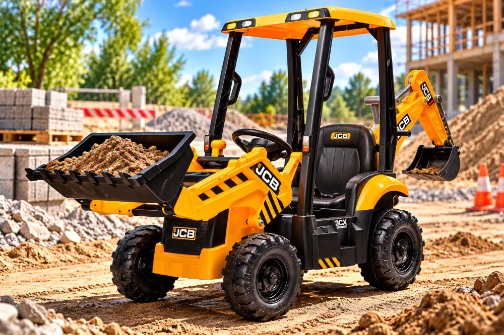 Elektrisk JCB-traktor for barn med frontlaster – 12V 70W – Gul