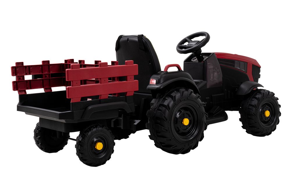 Elektrisk traktor til barn med tilhenger - Rød