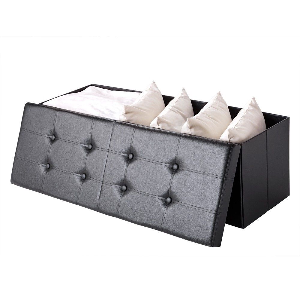 Sammenleggbar oppbevaring med lokk sort - 80x40x40 cm