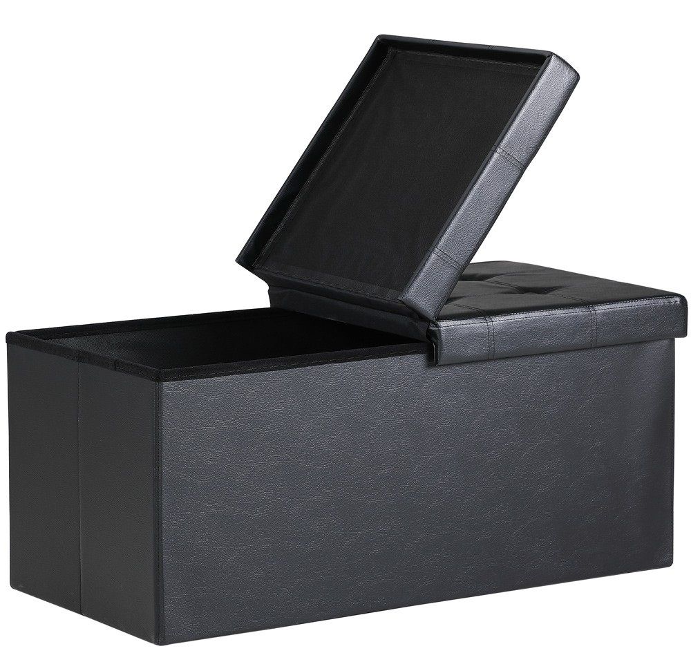 Sammenleggbar oppbevaring med lokk sort - 80x40x40 cm