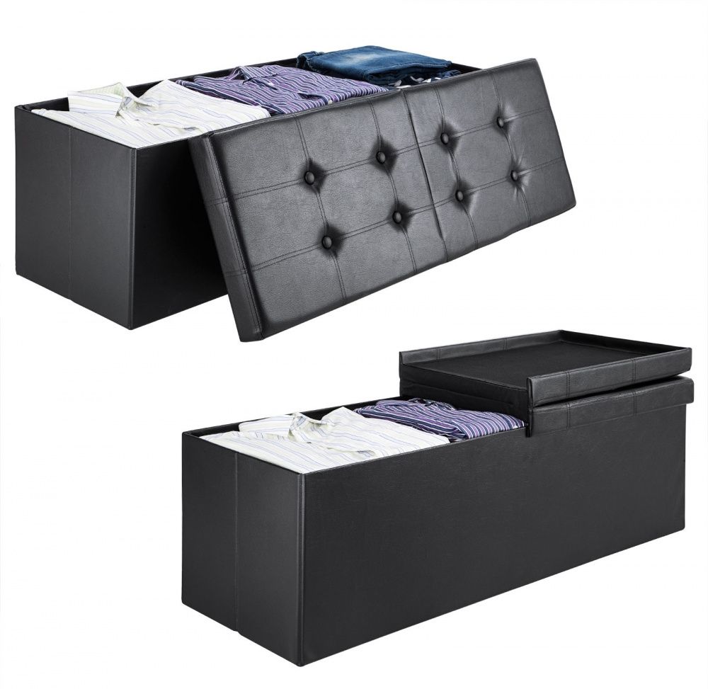 Sammenleggbar oppbevaring med lokk sort - 80x40x40 cm