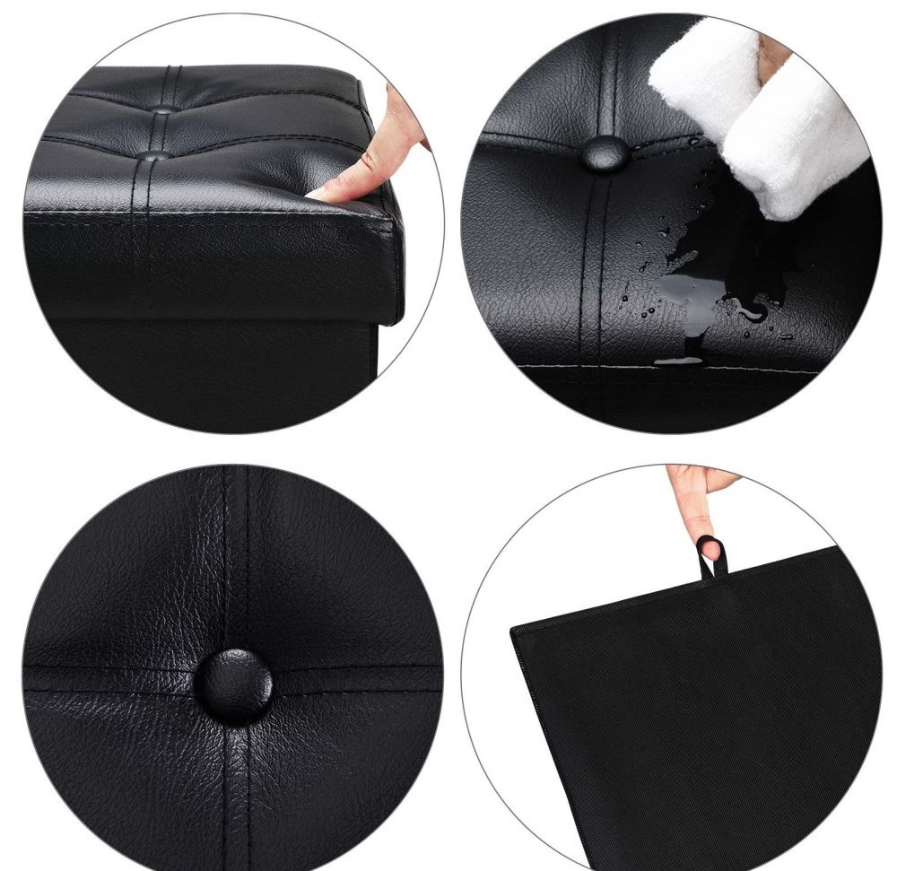 Sammenleggbar oppbevaring med lokk sort - 80x40x40 cm