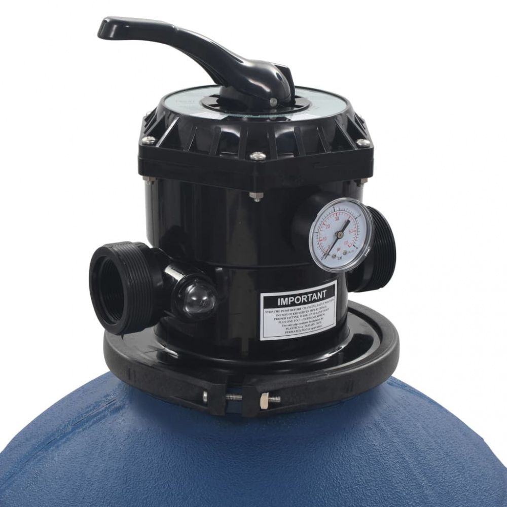 Sandfilter for basseng med ventil i 6 stillinger blå 560 mm