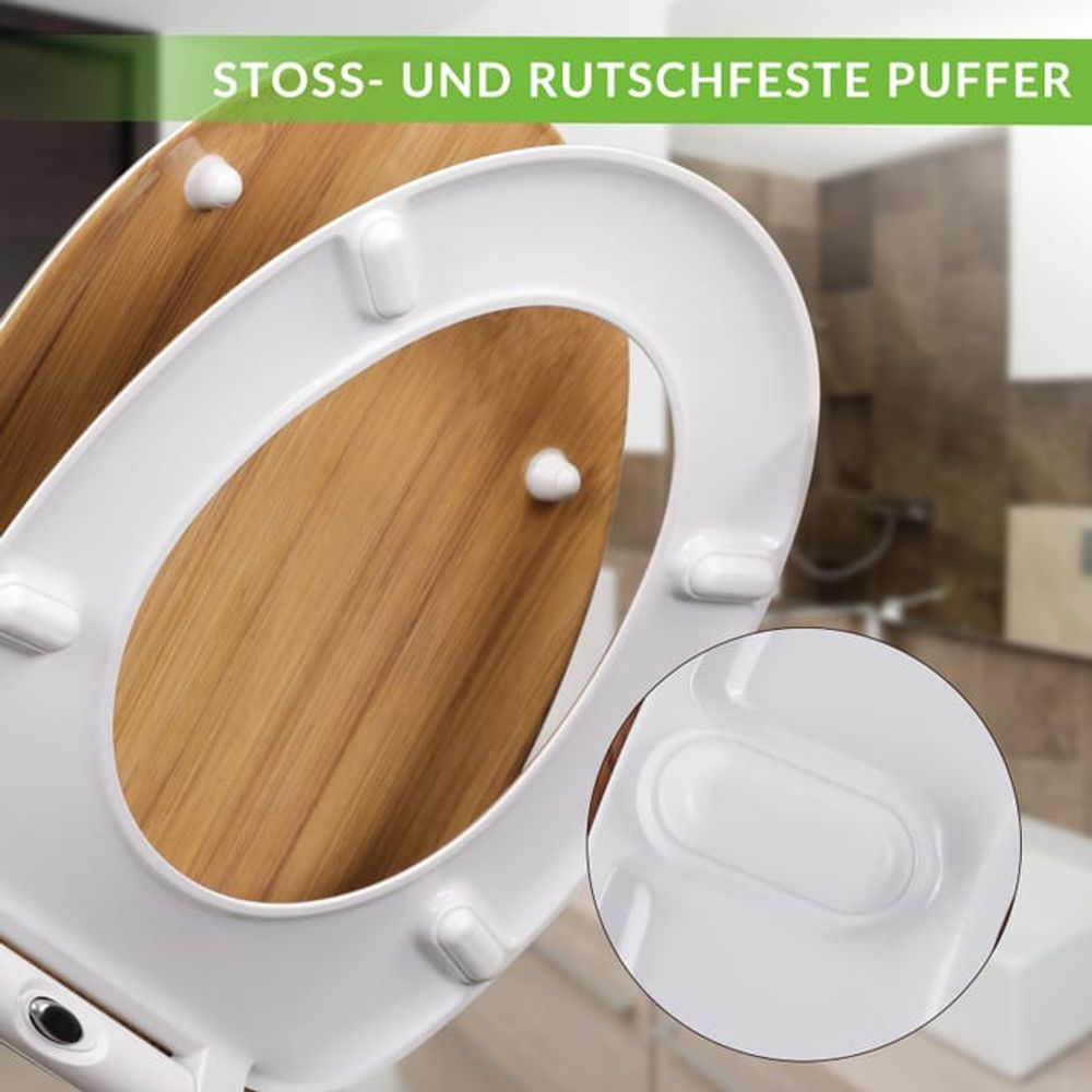 Toalettsete i bambus med soft close - CASARIA®