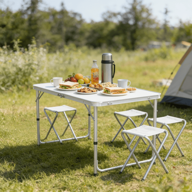 Hovedbilde Campingsett med bord og 4 krakker - 120 x 60 cm