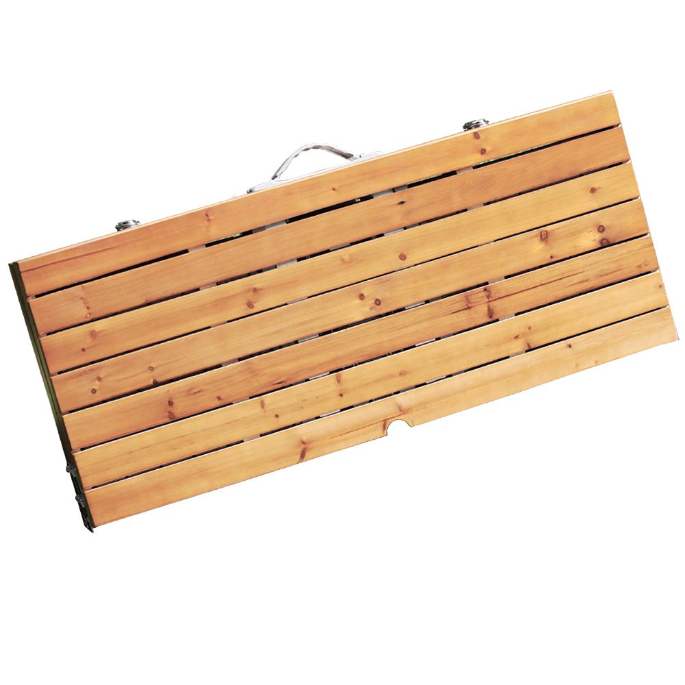 Campingbord sammenleggbart 4 seter - aluminium/ekte tre