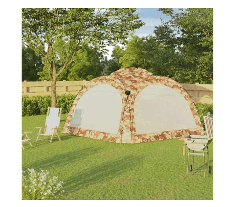 Partytelt med LED og 4 sidevegger 3,6x3,6x2,3 m kamuflasje