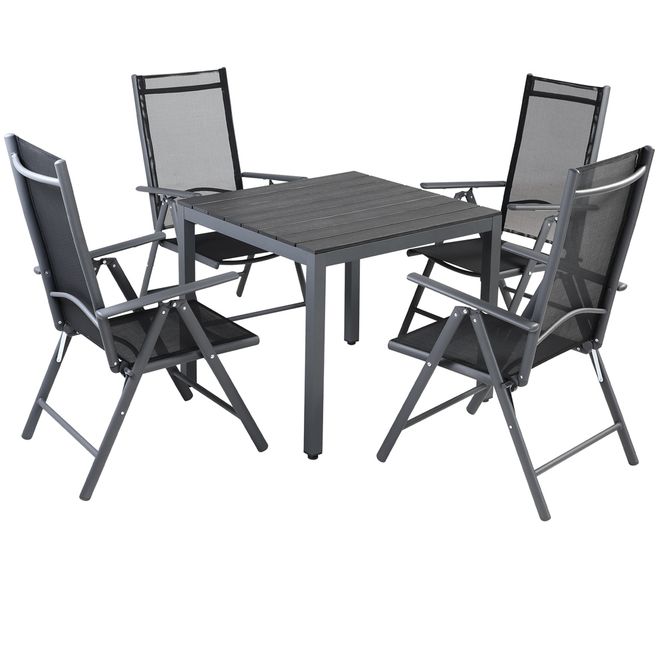 Hovedbilde 5-delt Bern-hagegruppe aluminium med WPC bordplate - ...