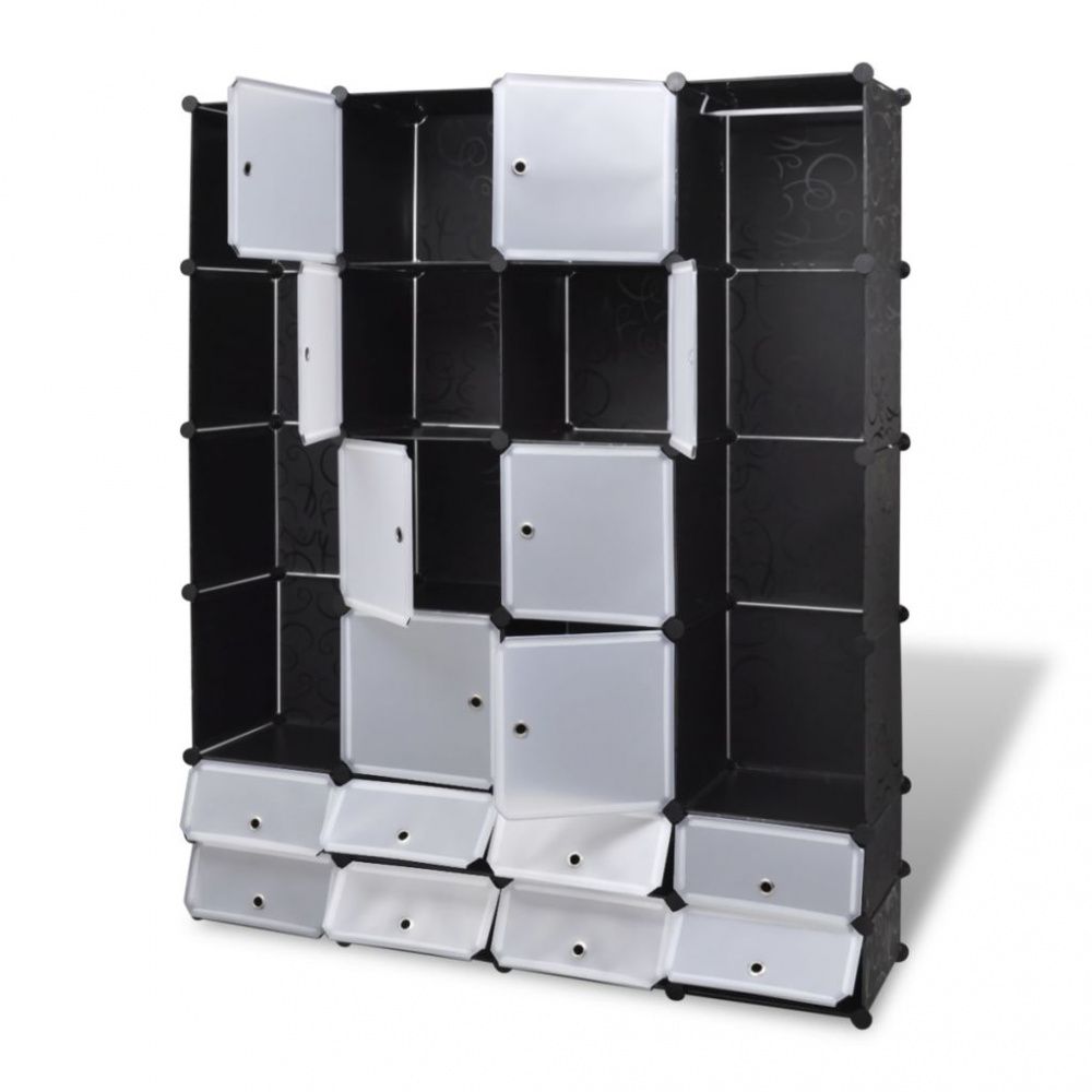 Modulært garderobeskap 37 x 146 x 18 - sort og hvit