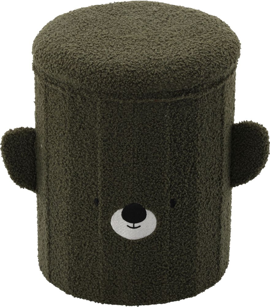 Barnepuff med oppbevaring grønn «Bamse» - 28x28x34 cm