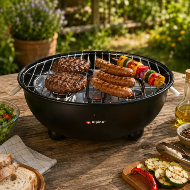 Hovedbilde Elektrisk grill 1250W røykfri bordgrill Ø30 cm