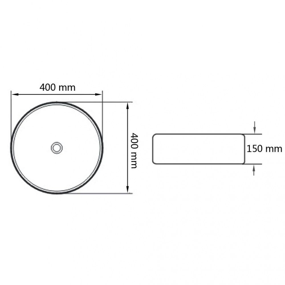 Servant rund keramisk hvit - 40x15 cm