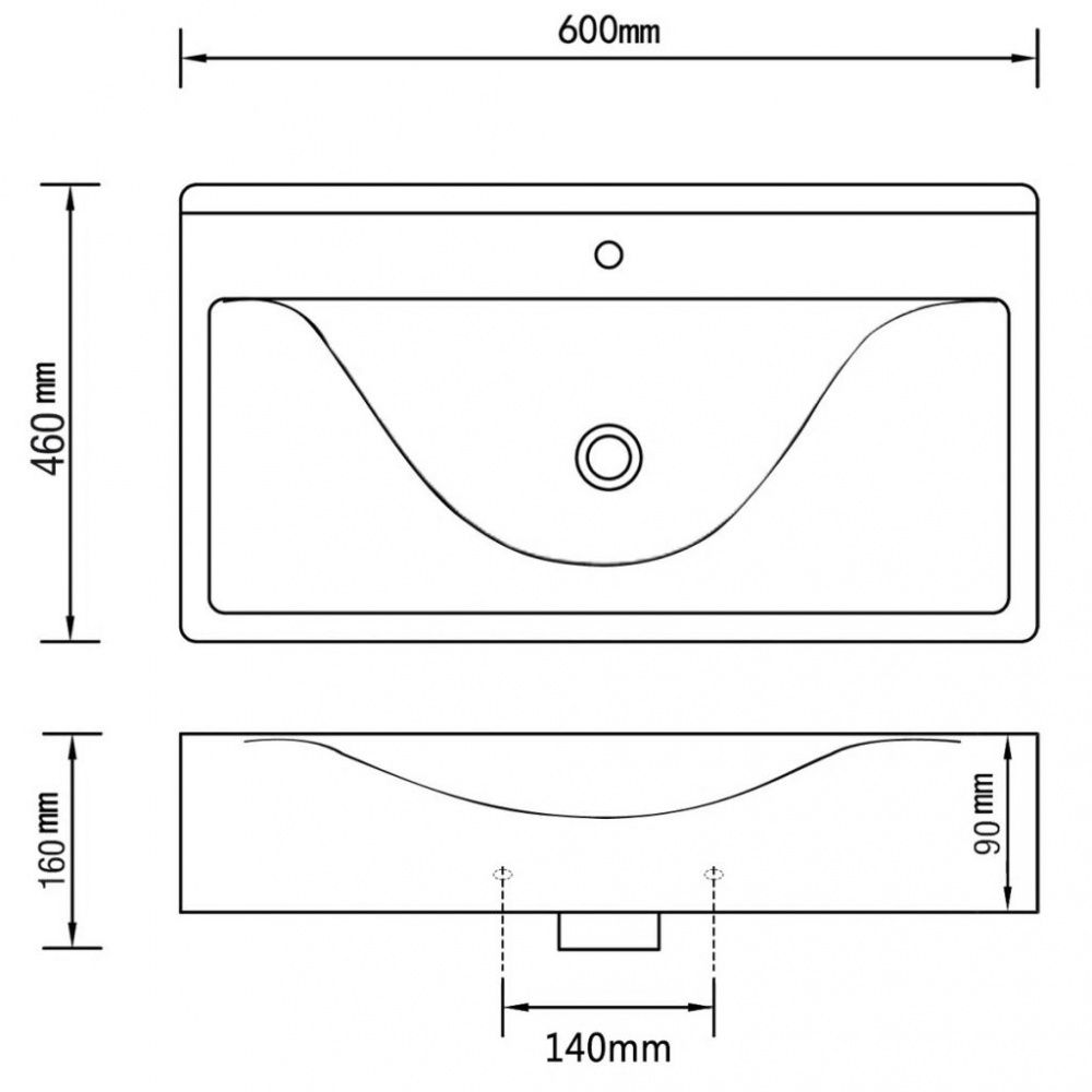 Luksus keramisk servant 60x46cm - sort
