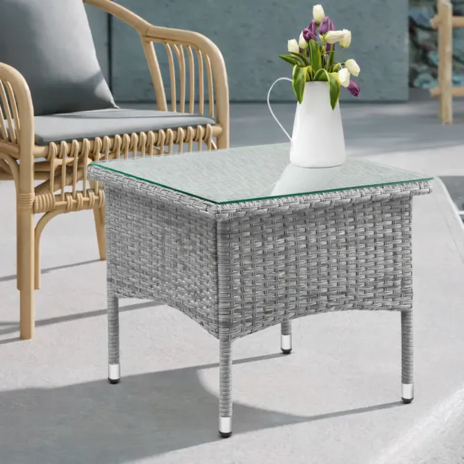 Hovedbilde Lounge-bord kunstrotting 50×50×45 cm - grå